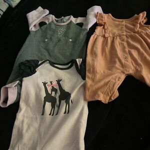 Baby Girl Romper Trio - Gray, Blush Pink & Rust
